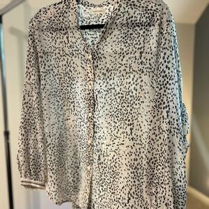Max Studio Black and White Spotted Blouse